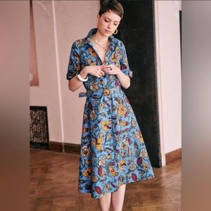 NWT Sezane blue shirt dress FR 36 US 4